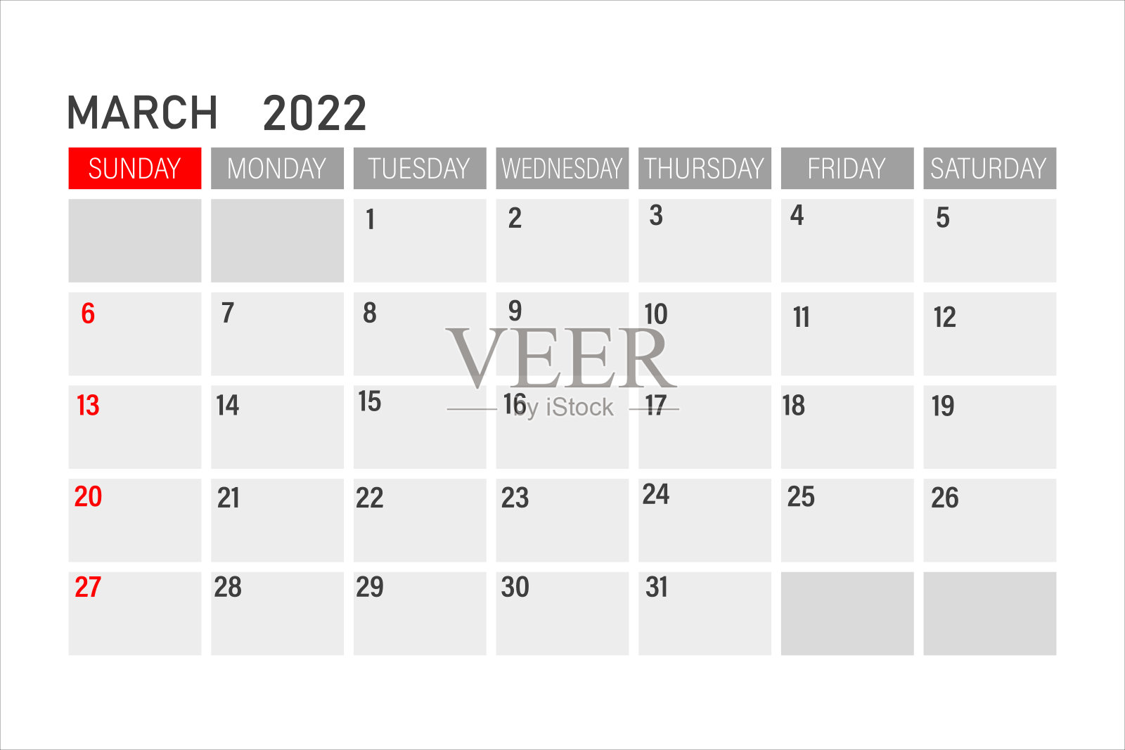 2022年3月日历。2022年3月日历矢量插图。壁挂式日历矢量模板，简单的最小设计。插画图片素材