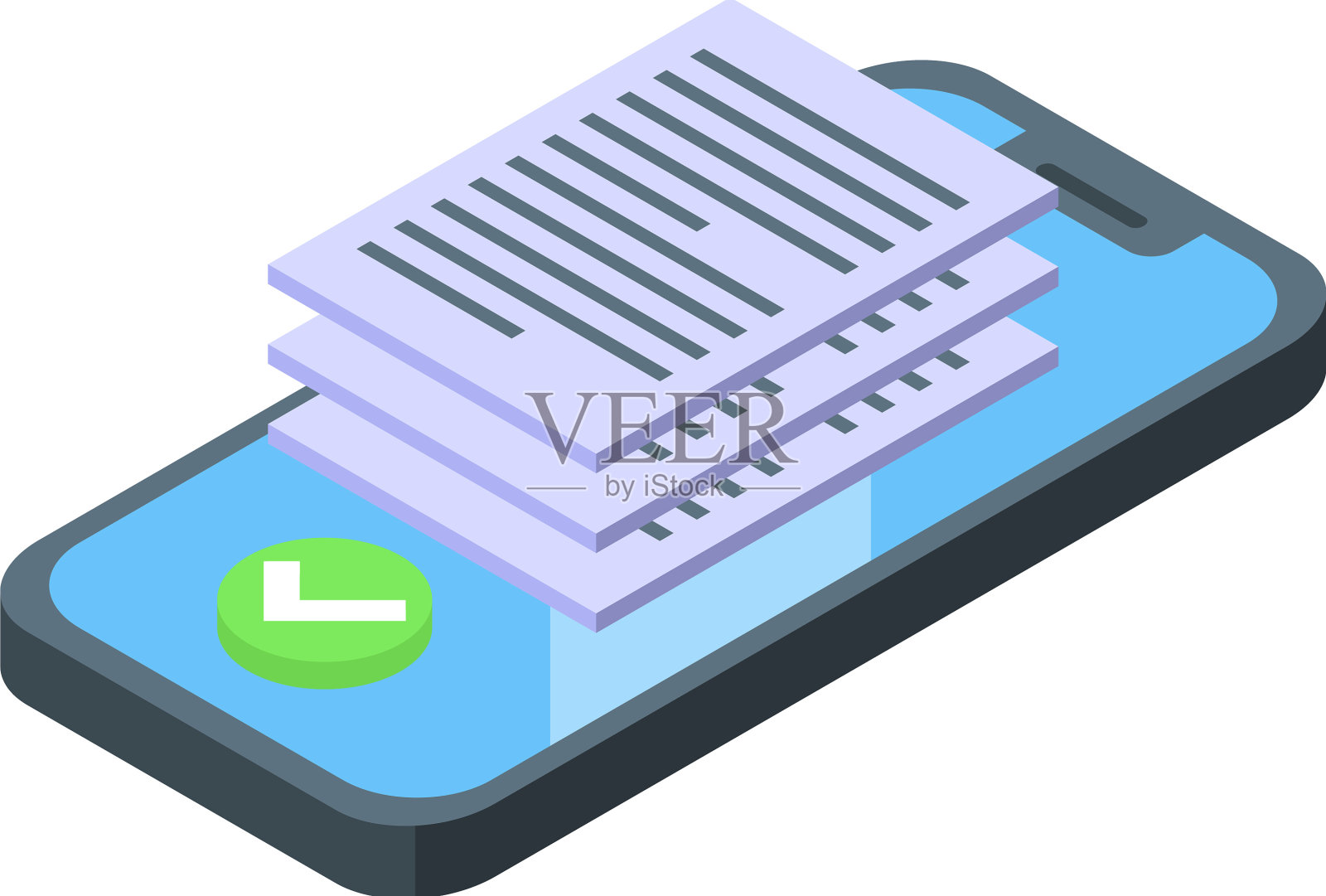 智能手机隐私图标等距数据插画图片素材