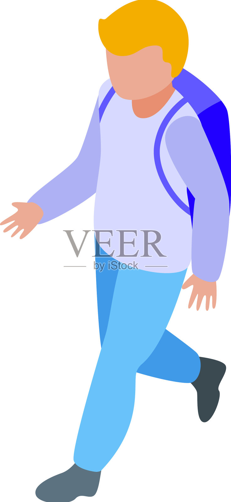 小学生旅游图标等距快乐插画图片素材