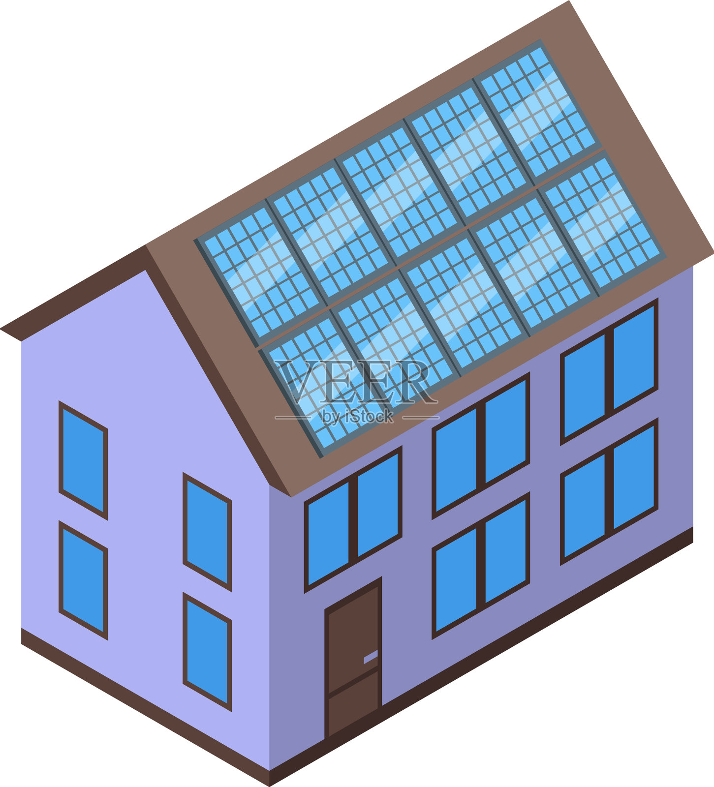 房子太阳能电池板图标等距电池插画图片素材