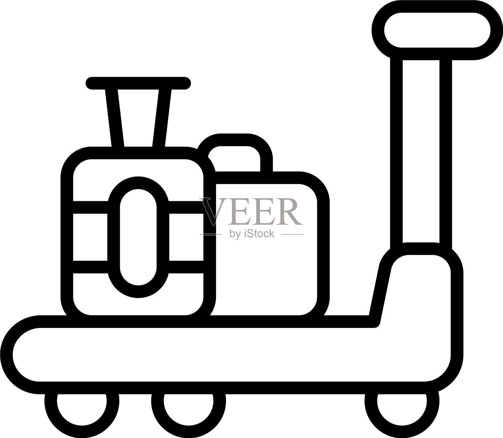 度假行李手推车图标轮廓插画图片素材