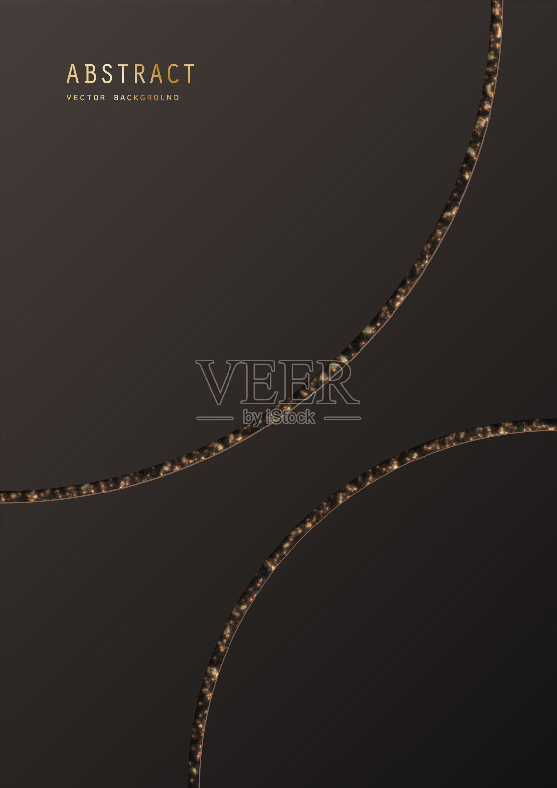 黑色优雅的背景与圆润的曲线，金色闪光，闪光和复制空间。高级几何装饰设计模板的邀请，小册子，笔记本或卡片。覆盖在极简主义风格插画图片素材