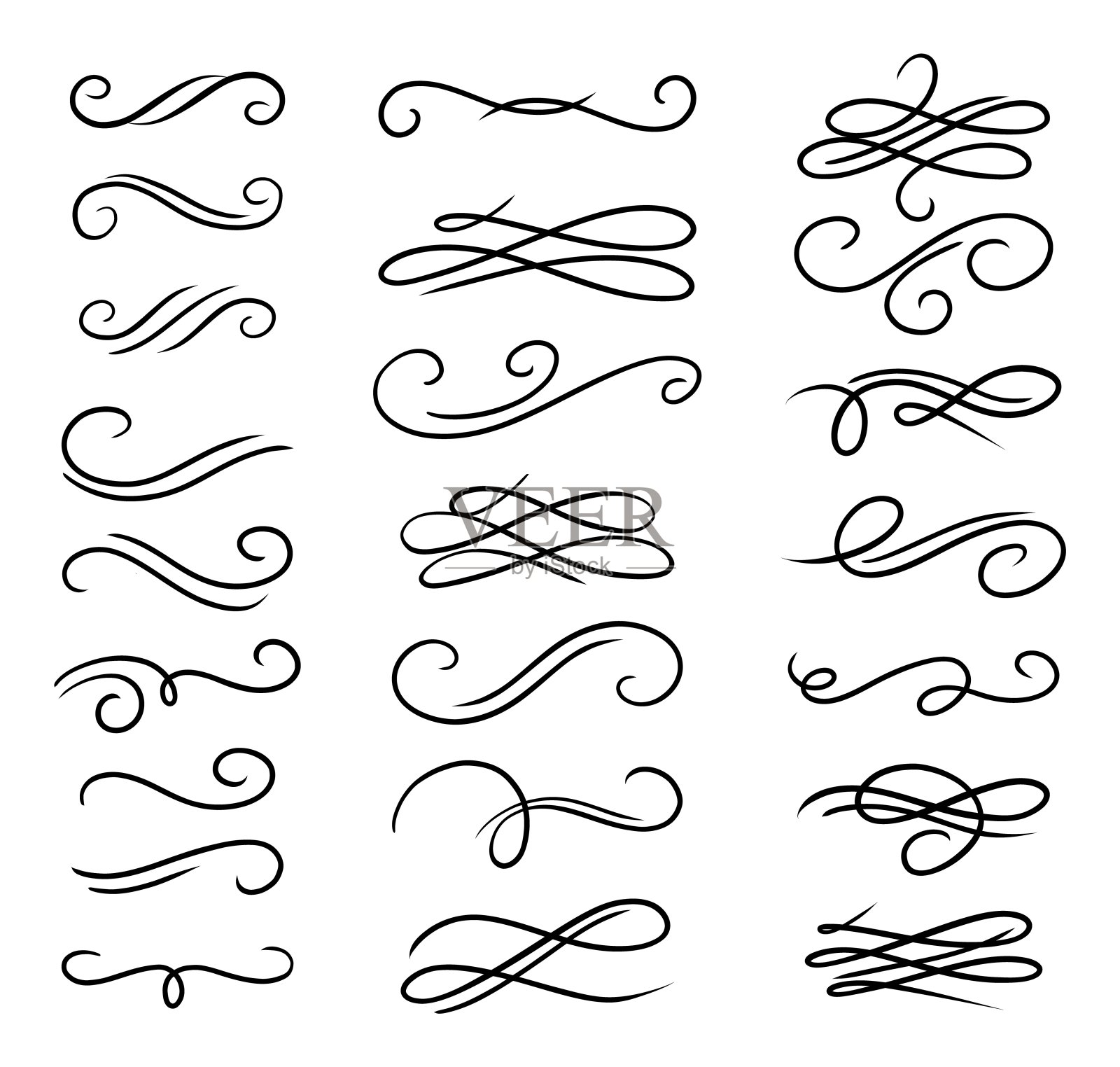 书法漩涡装饰。复古和金银丝分割。矢量旋涡华丽的元素设计元素图片