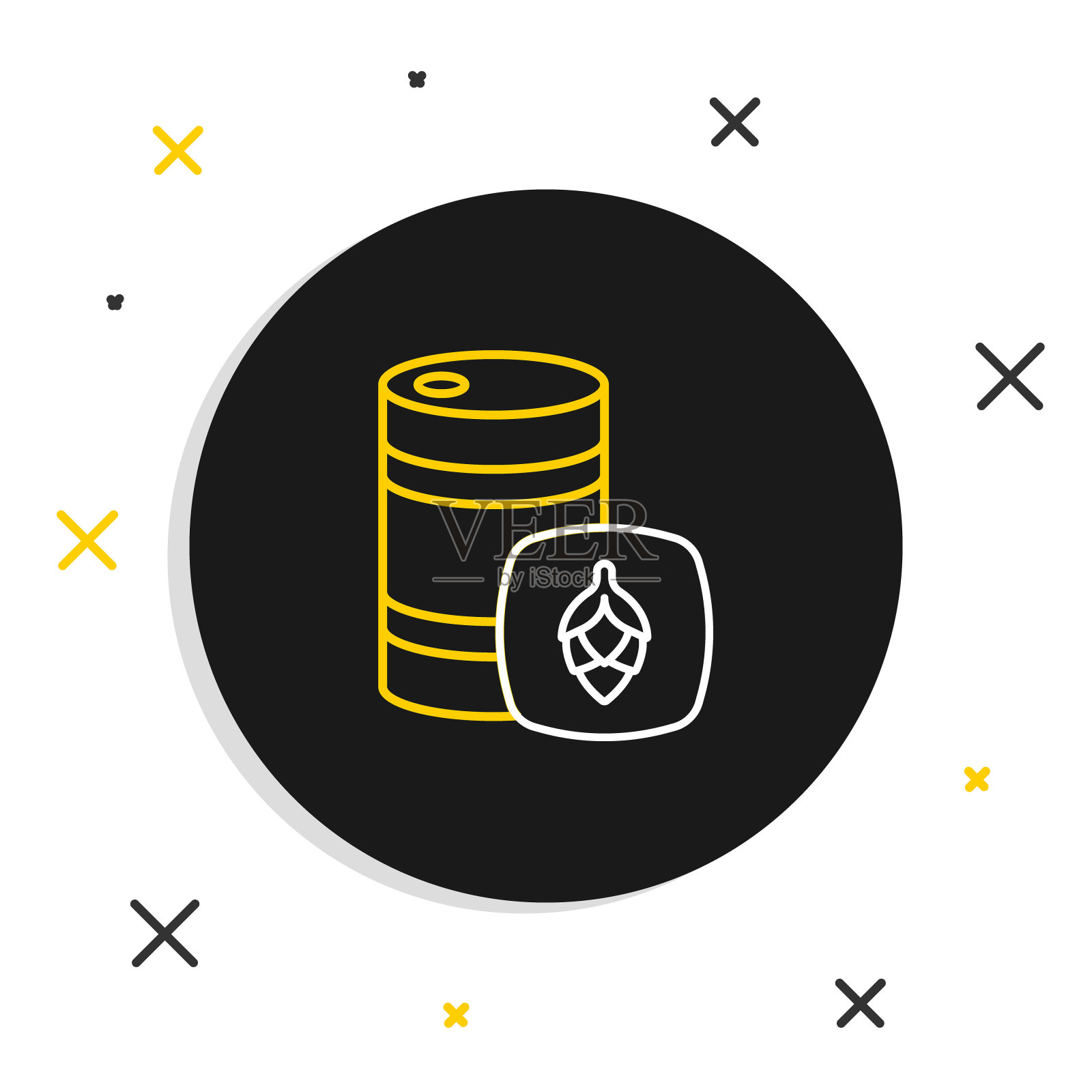 线金属啤酒桶图标孤立在白色背景上。色彩斑斓的轮廓的概念。向量图标素材