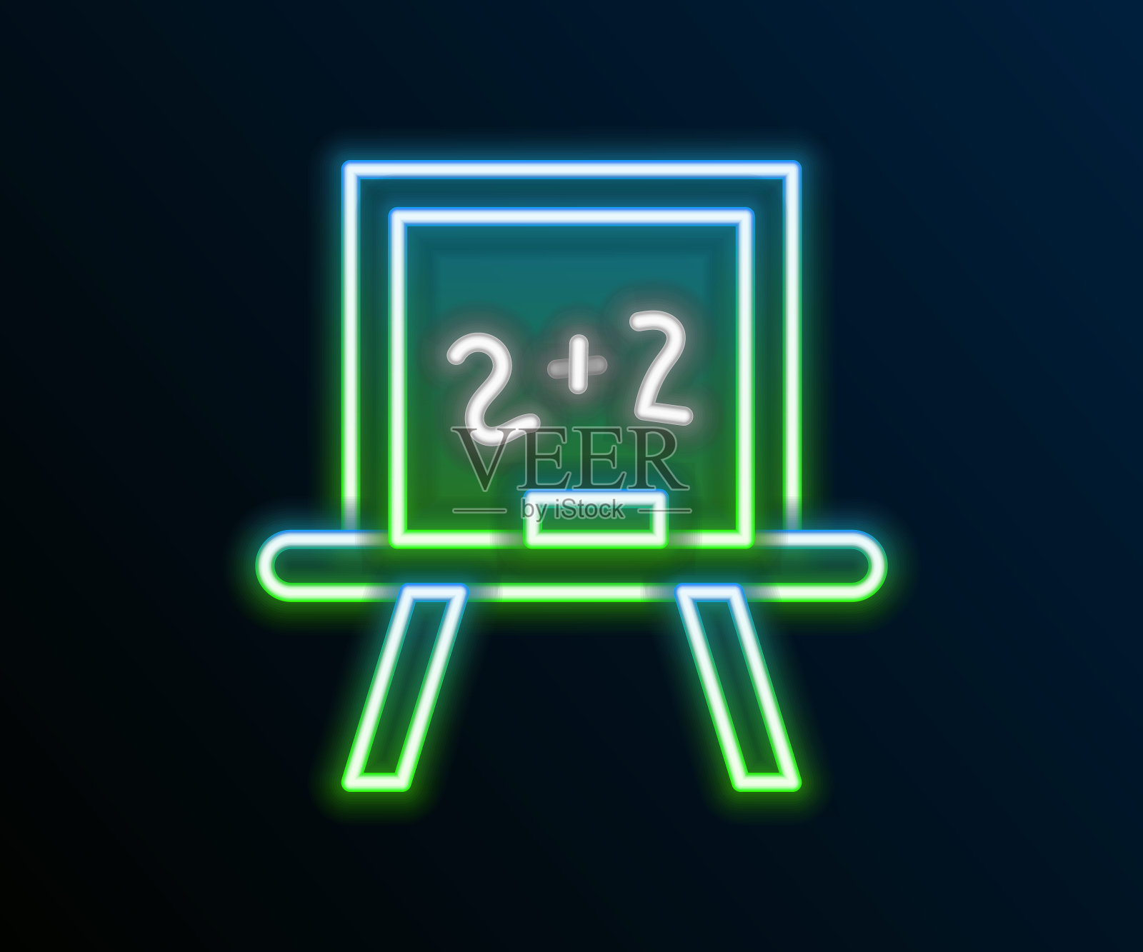 发光的霓虹灯线粉笔图标孤立在黑色背景。学校的黑板上的迹象。色彩斑斓的轮廓的概念。向量插画图片素材