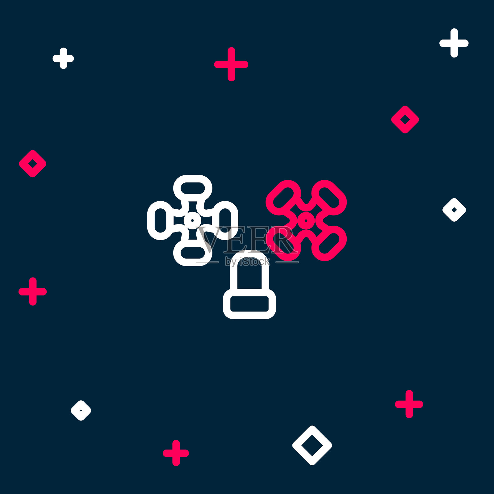 线水水龙头图标孤立在蓝色背景上。色彩斑斓的轮廓的概念。向量图标素材