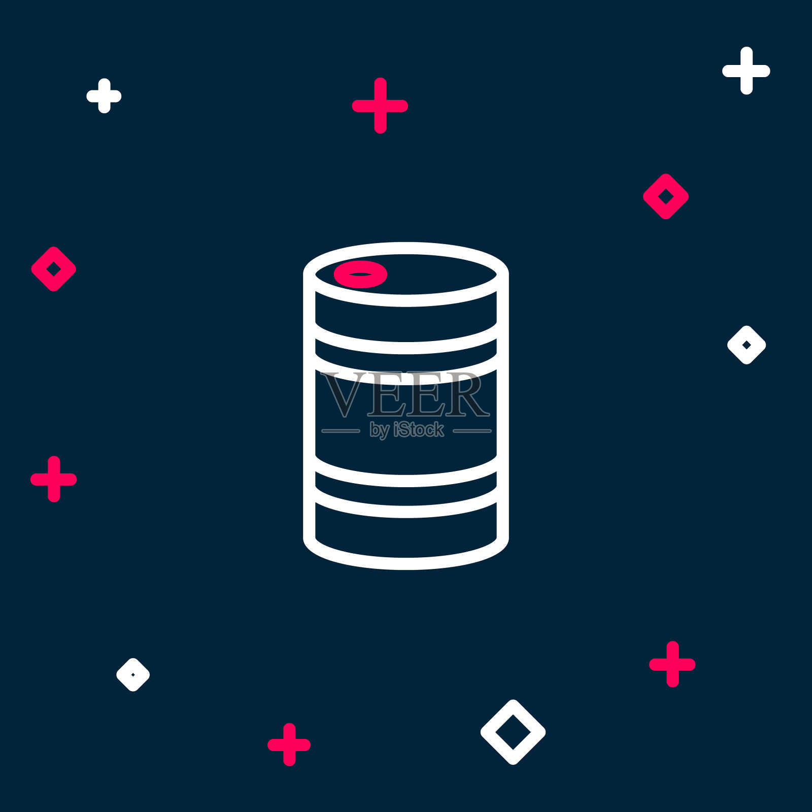 线金属啤酒桶图标孤立在蓝色背景。色彩斑斓的轮廓的概念。向量插画图片素材