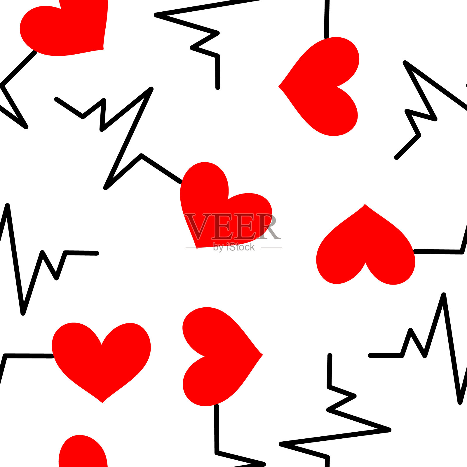 无缝图案，心跳符号插画图片素材