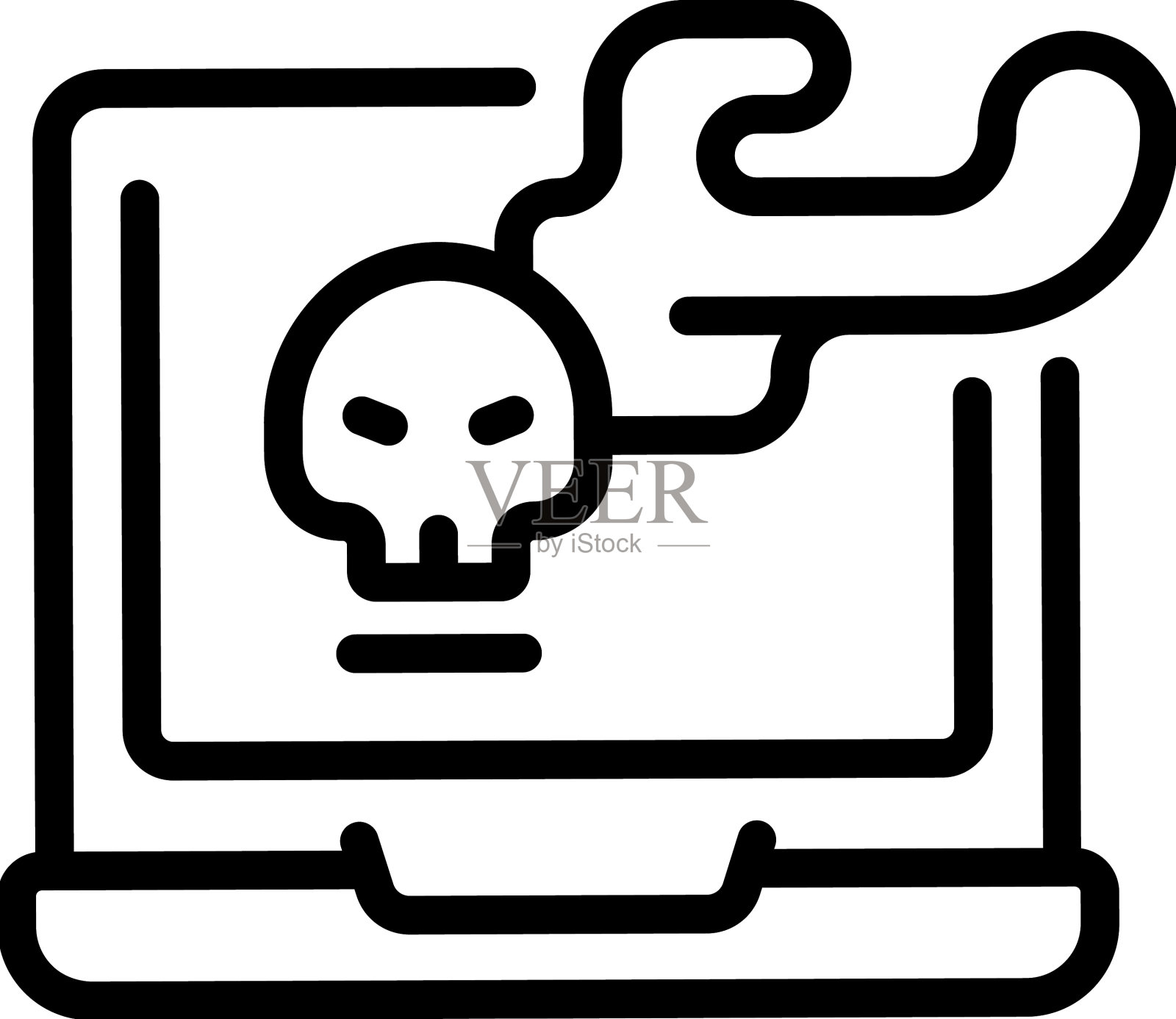 笔记本电脑支持图标大纲在线插画图片素材