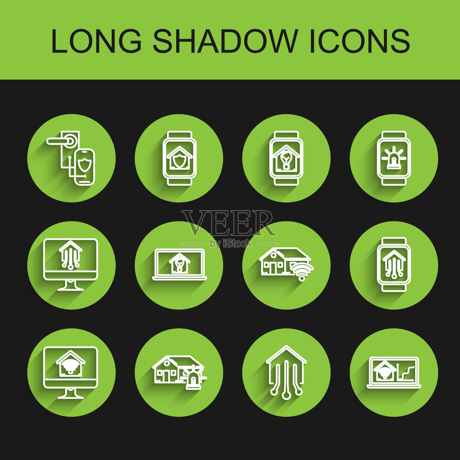 电脑显示器与智能家居与wi图标素材