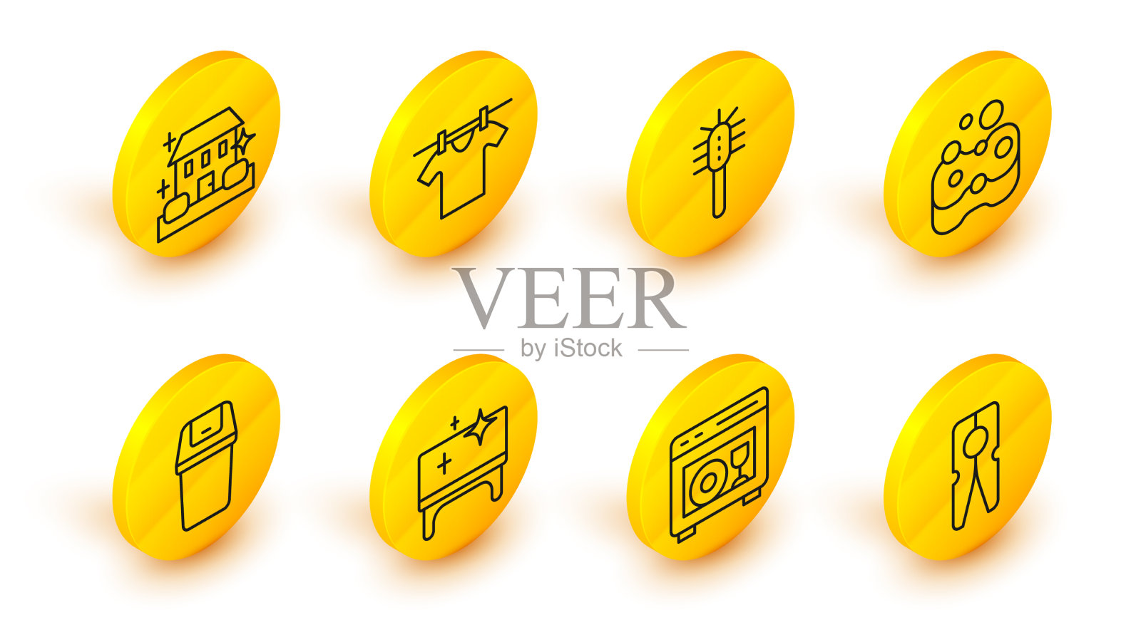 设定线衣针洗碗机清洁图标素材