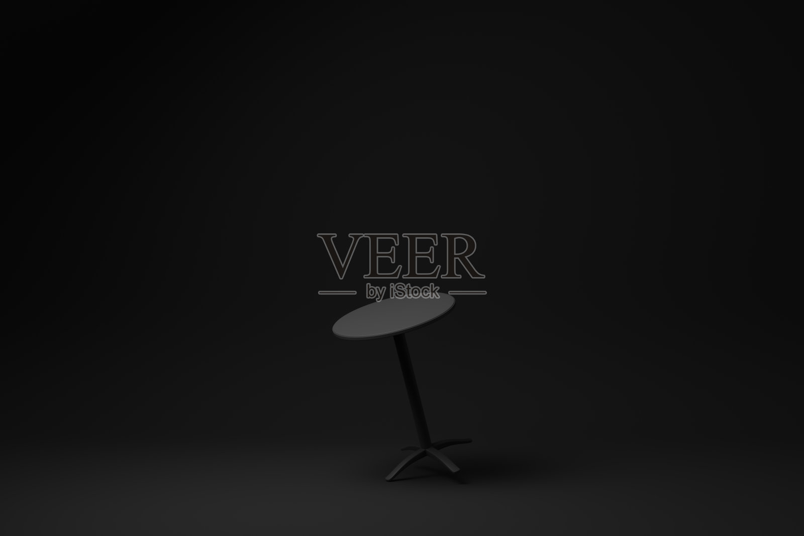 黑色背景上的黑色圆桌。最小的概念的想法。单色。3 d渲染。照片摄影图片