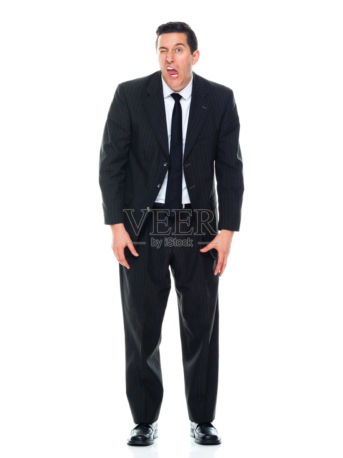 白人男性商务人士，穿着商务服装，站在白色背景前照片摄影图片