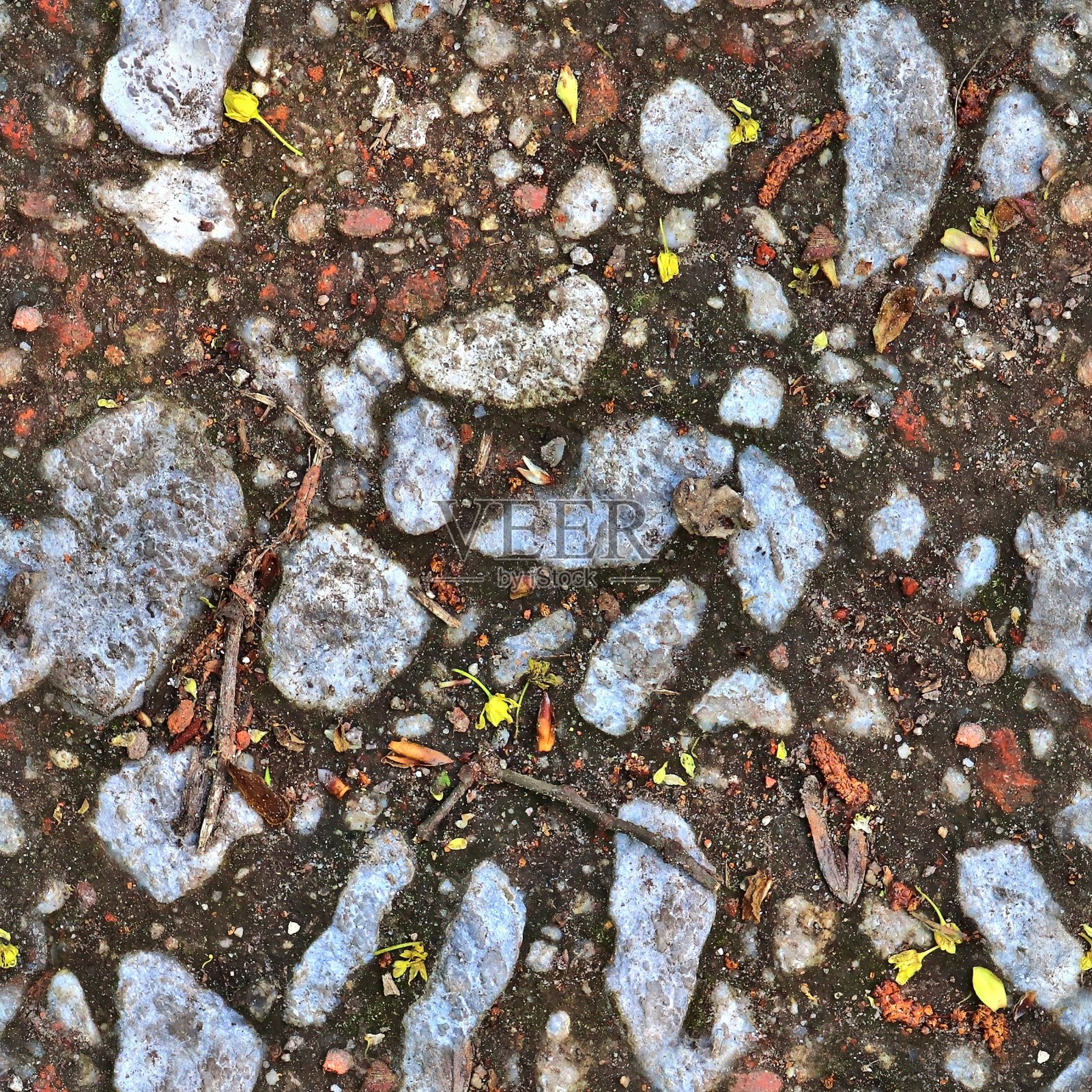 照片般逼真的沙砾和卵石地面的无缝纹理图案照片摄影图片