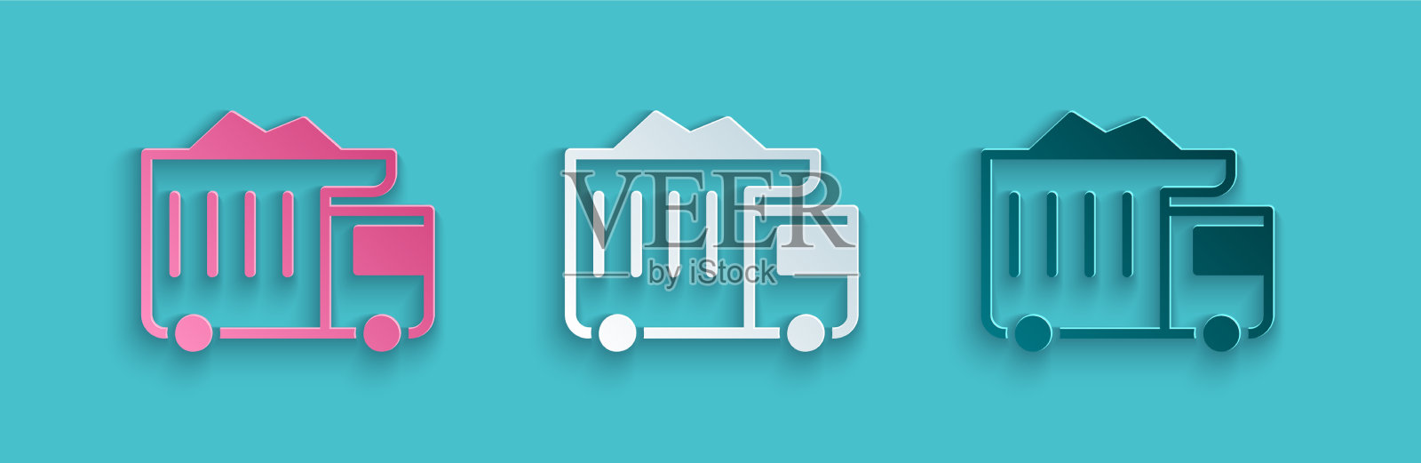 剪纸大型工业矿山自卸车图标插画图片素材