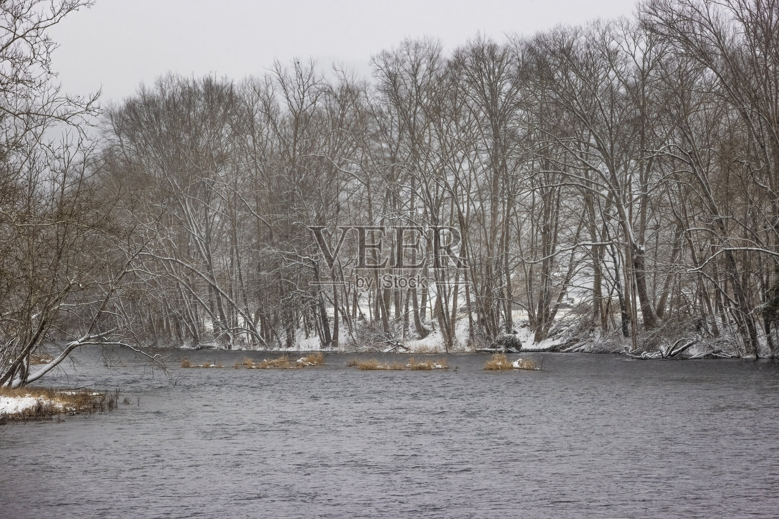 田纳西伊丽莎白顿，沃托加河畔的冬季景色照片摄影图片