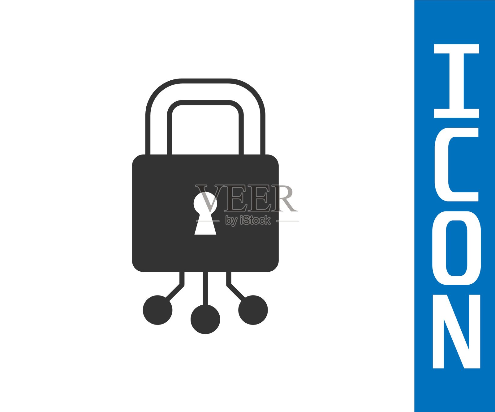 灰色网络安全图标孤立在白色上插画图片素材