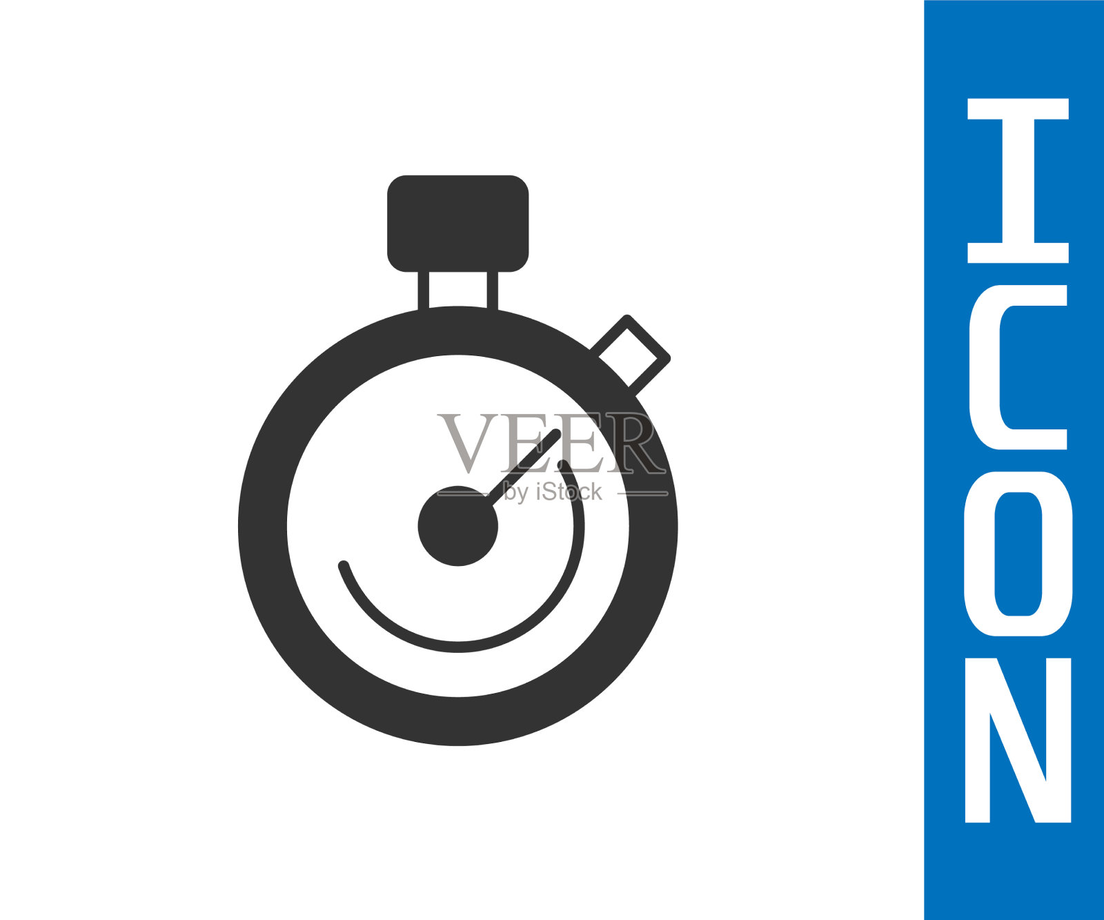 灰色秒表图标孤立在白色背景上插画图片素材