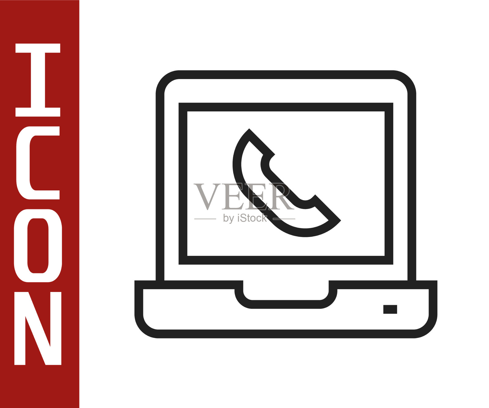 黑线电话24小时支持图标插画图片素材