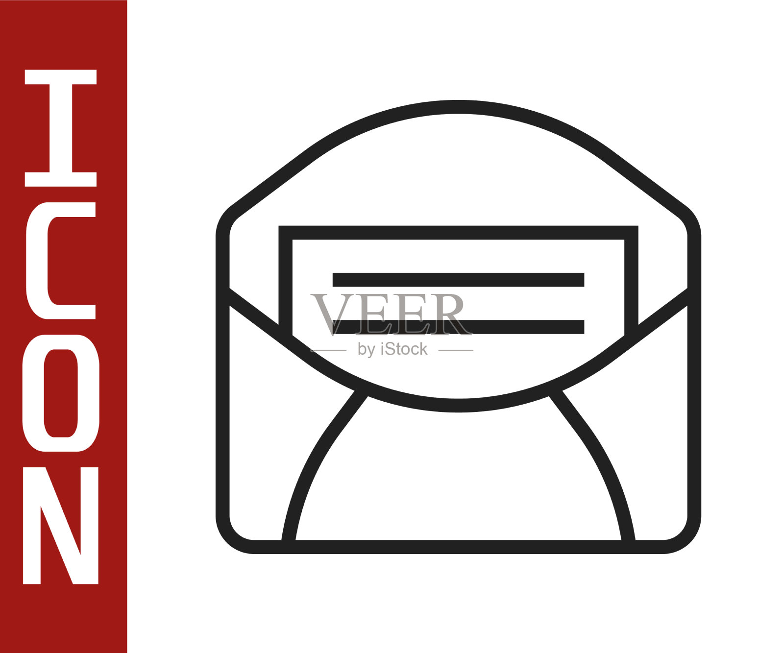 黑线邮件和电子邮件图标孤立在白色上图标素材