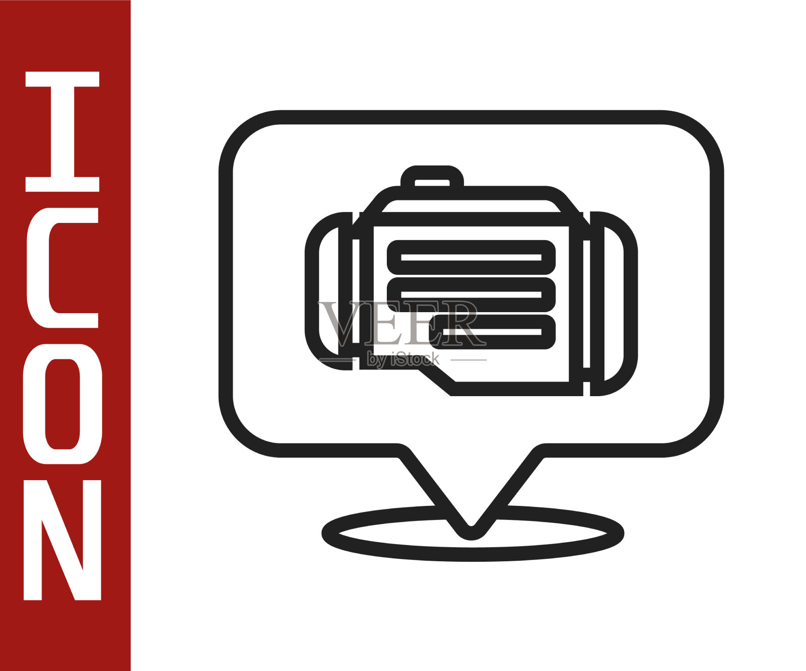 黑线检查引擎图标孤立在白色上插画图片素材