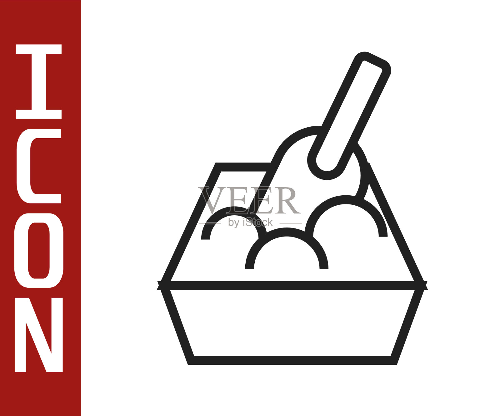 黑线猫砂托盘铲图标插画图片素材