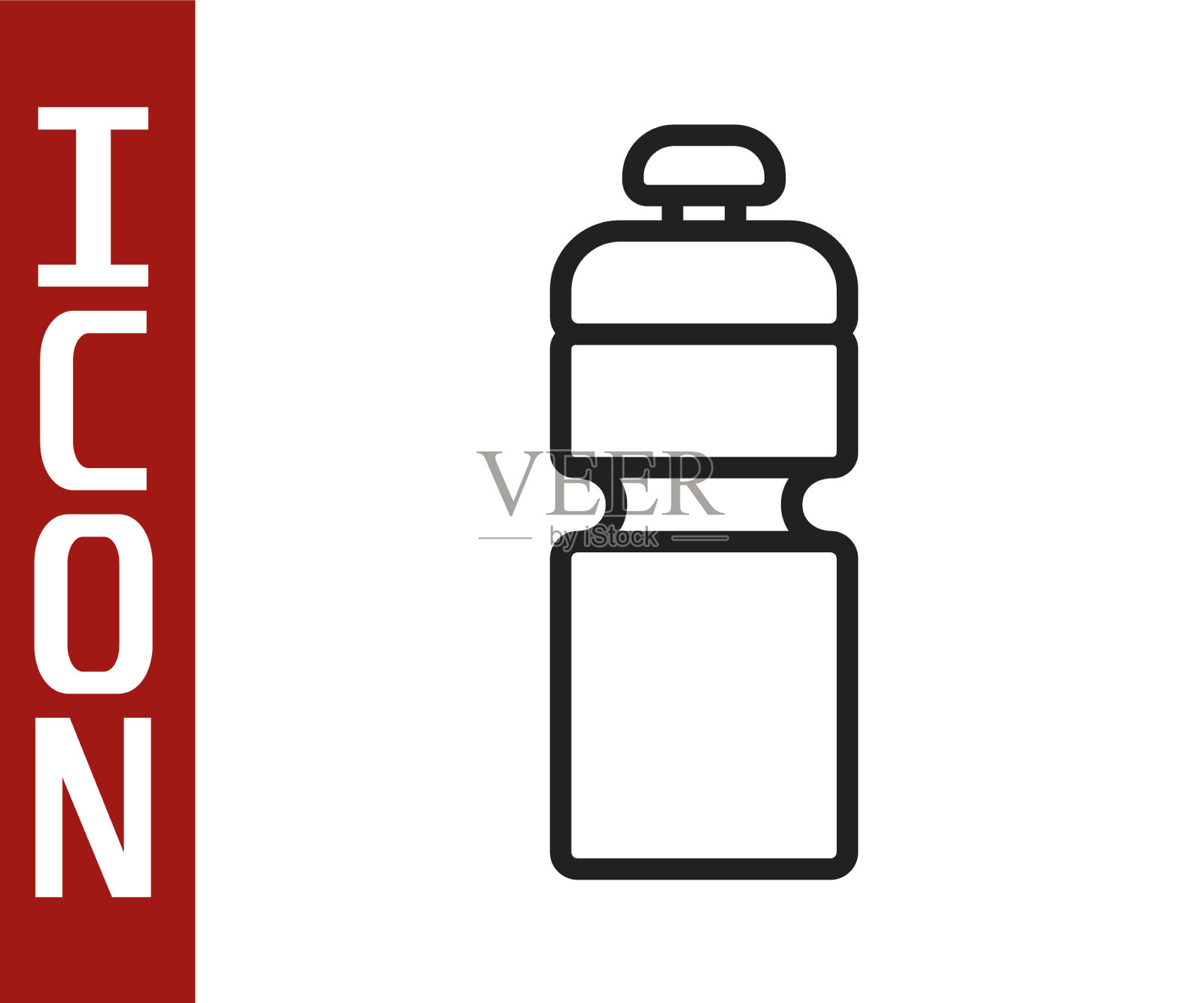 黑色线条健身摇壶图标孤立在白色上图标素材