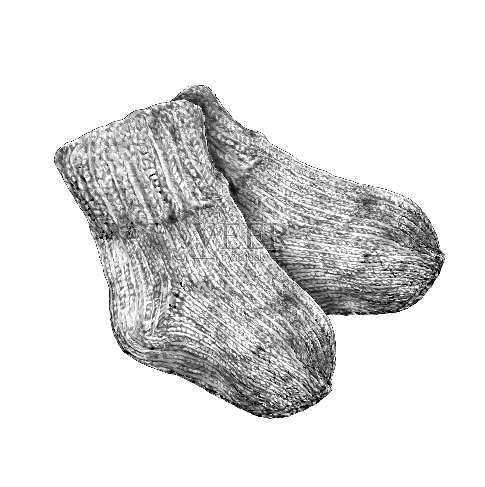 一双针织婴儿袜插画图片素材