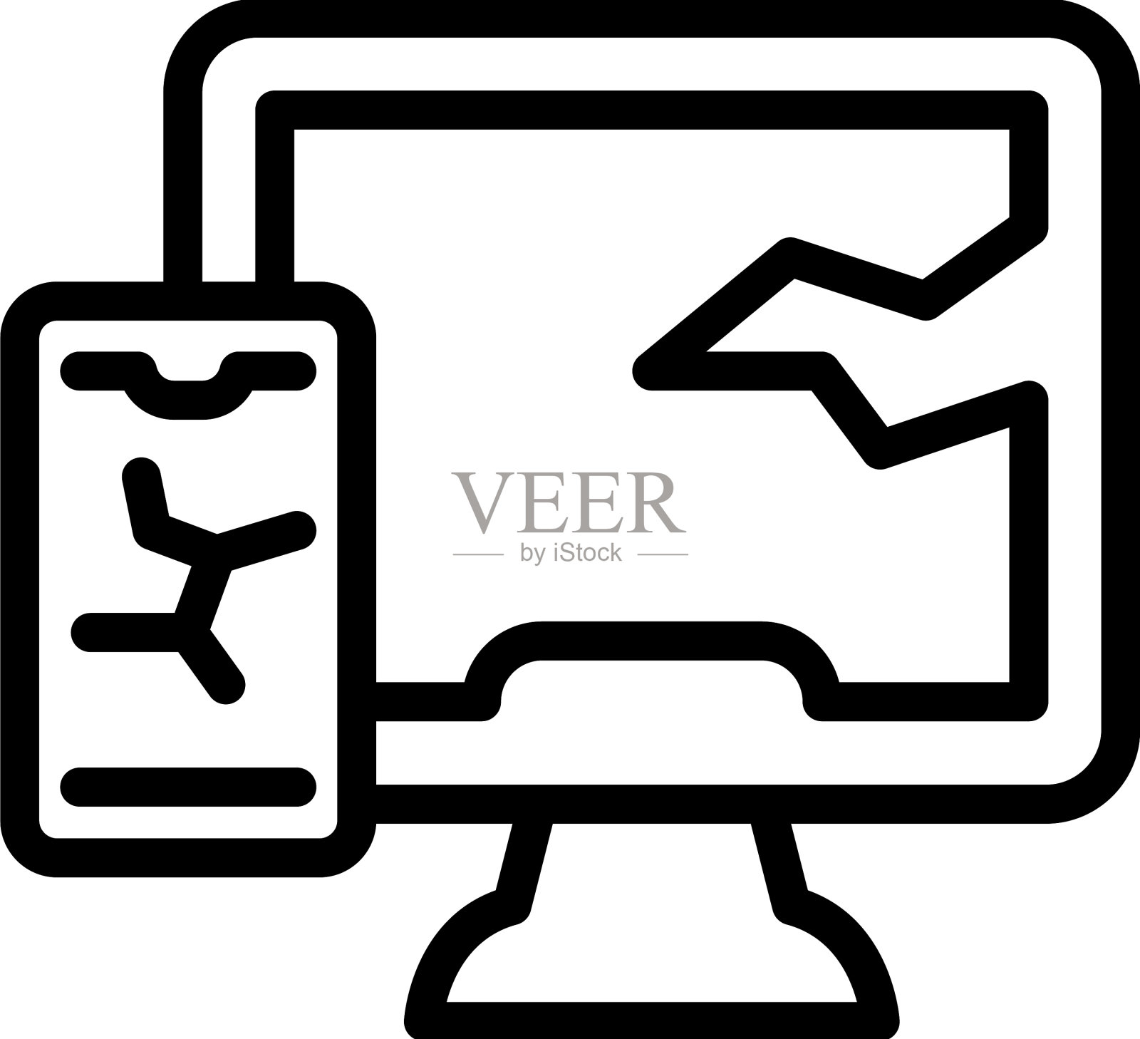 电子垃圾图标轮廓垃圾桶插画图片素材