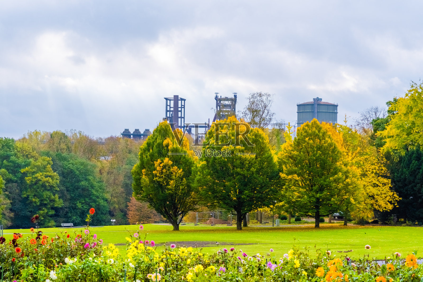 秋天在公园照片摄影图片