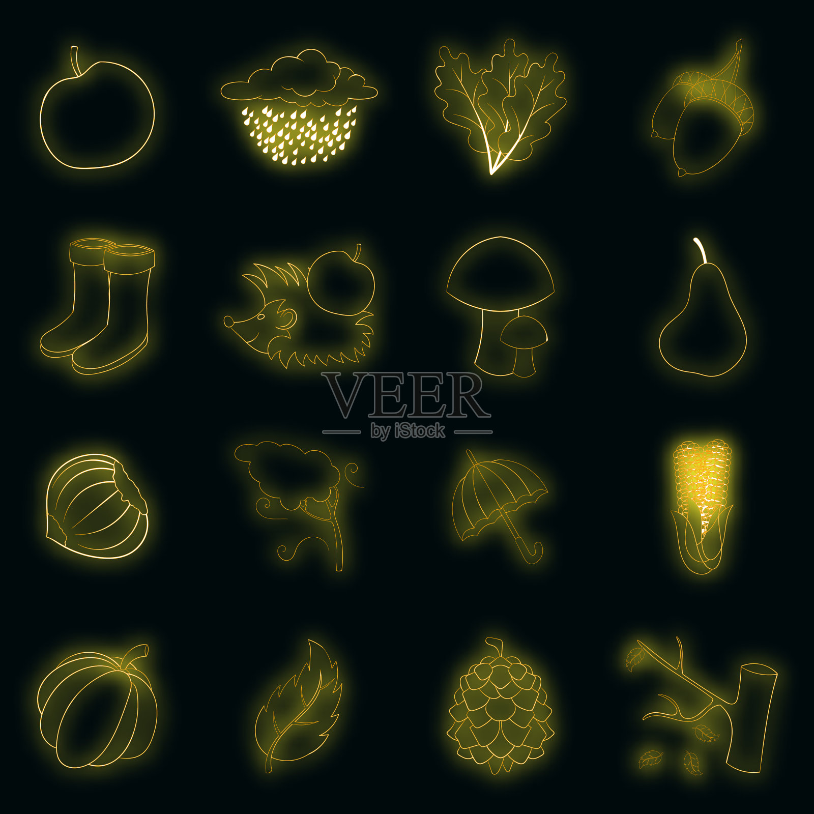 秋季项目图标设置霓虹灯图标素材