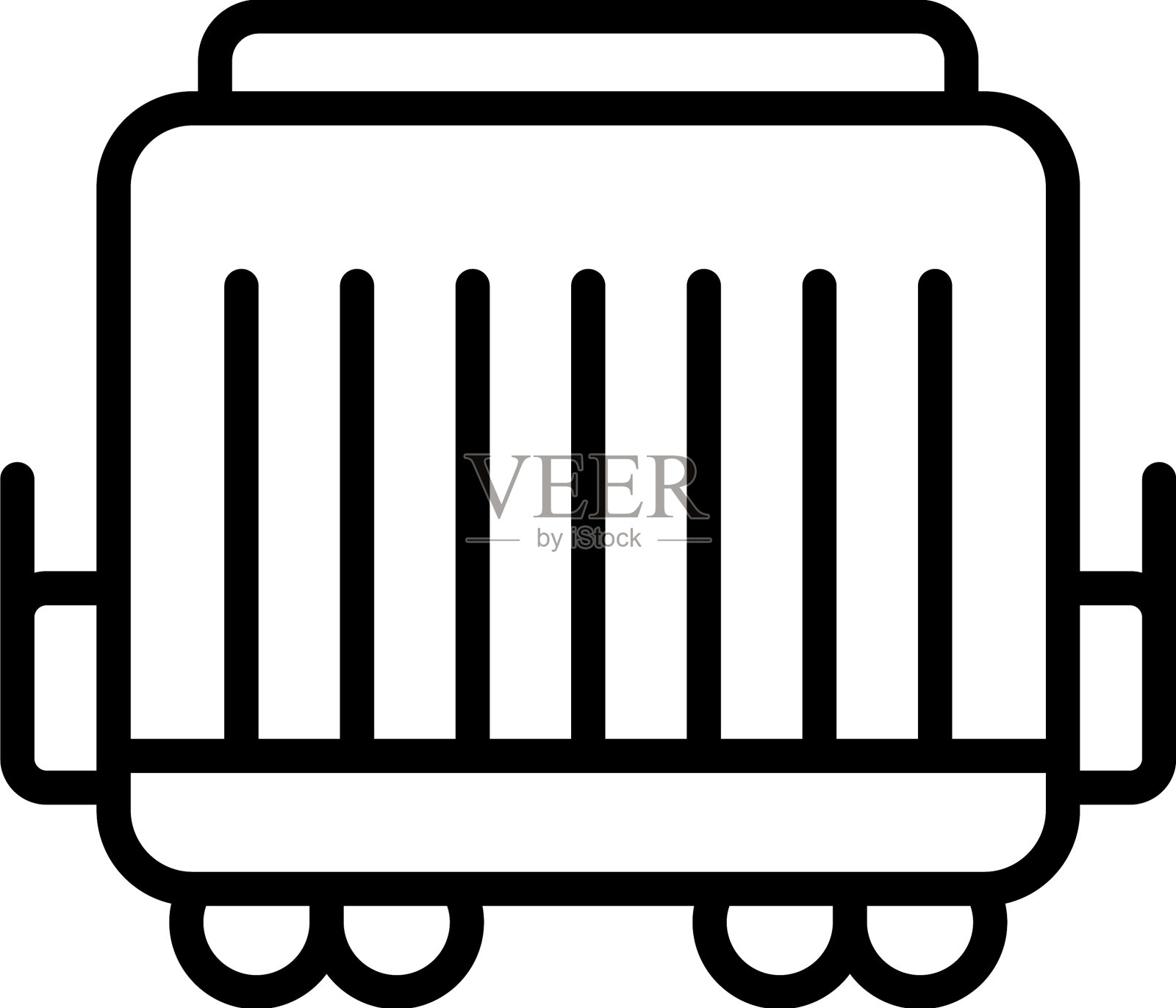 货运列车车厢图标轮廓轨道门插画图片素材