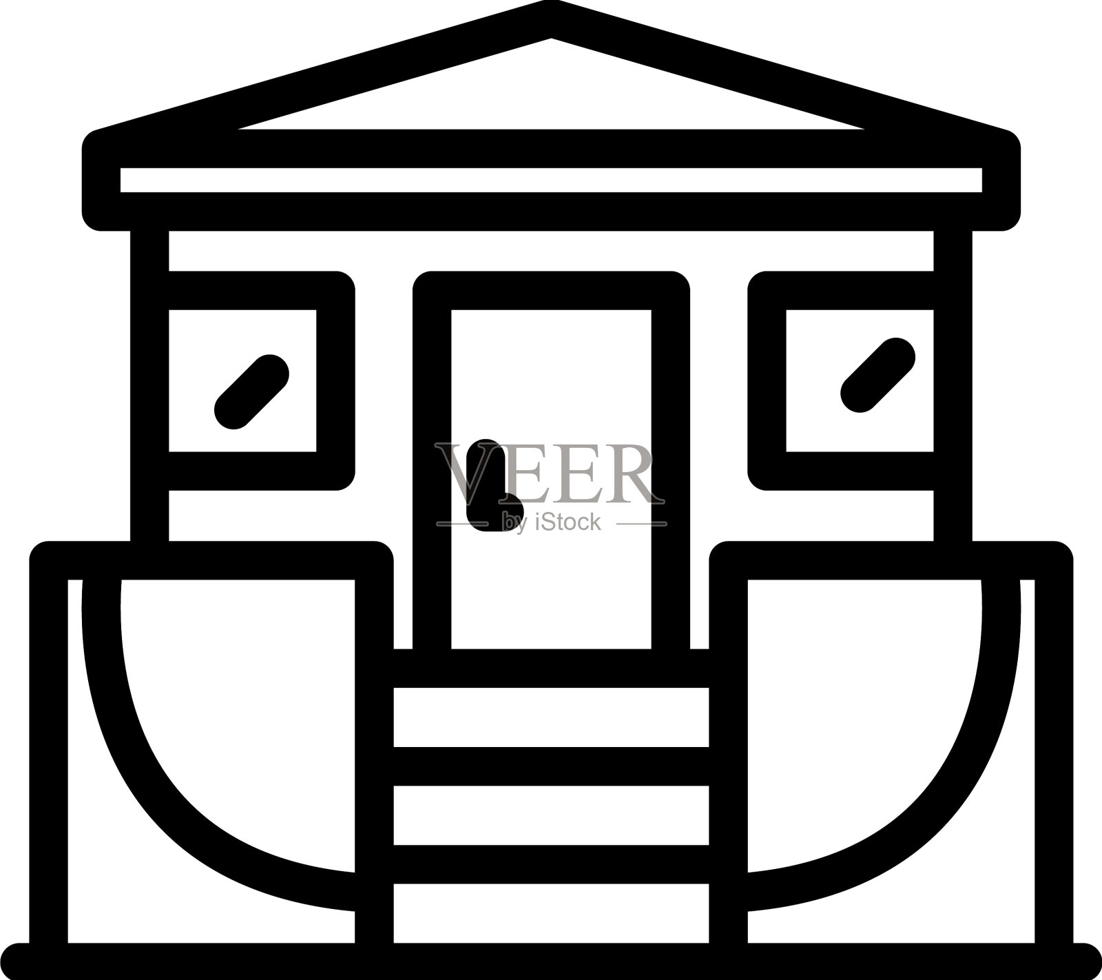 前平房图标轮廓夏天插画图片素材