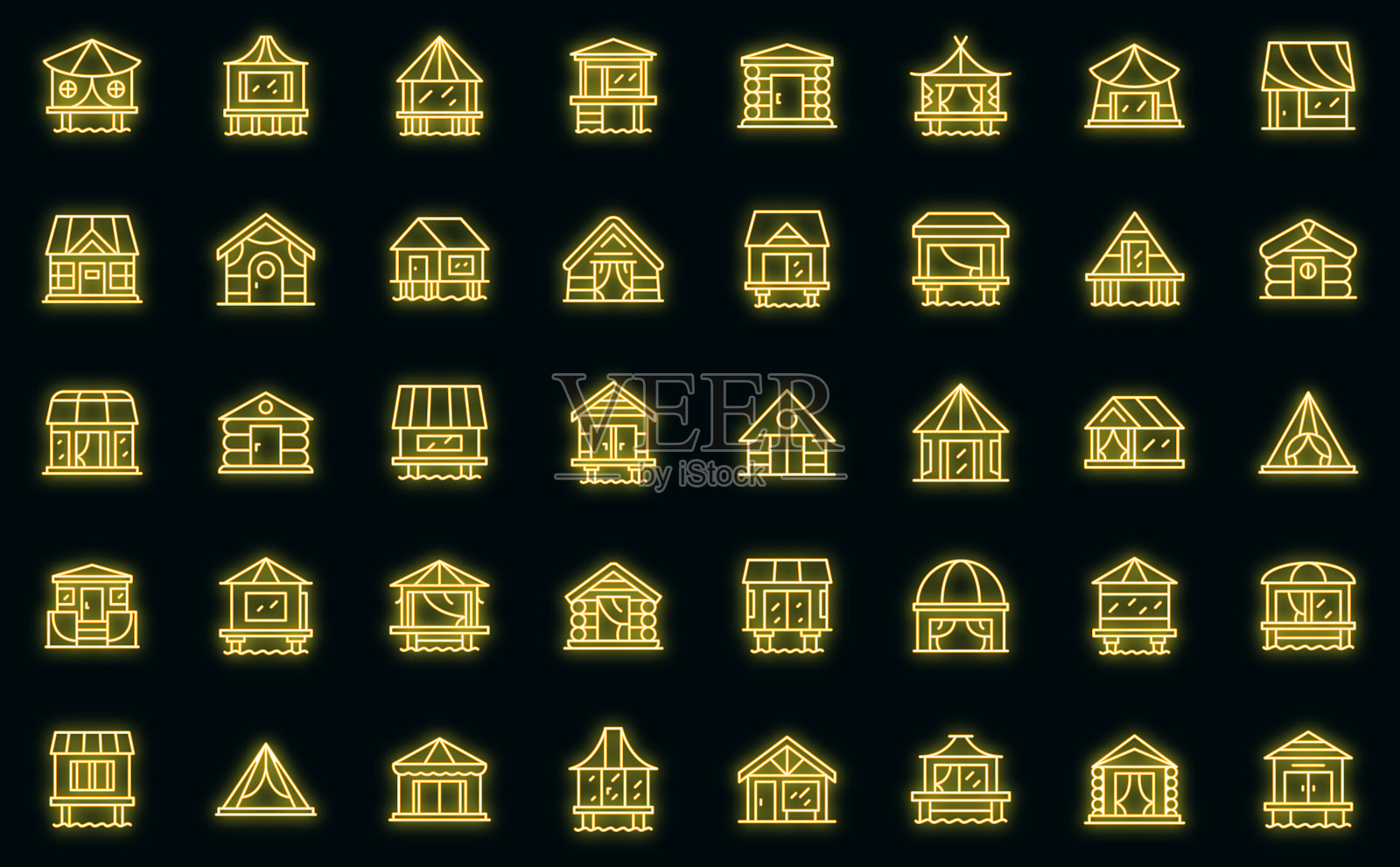 平房图标设置霓虹灯图标素材