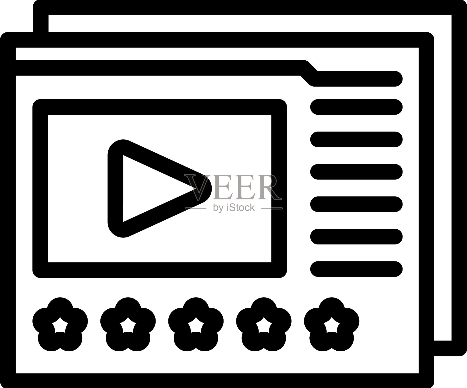 视频网络研讨会图标概述计算机在线插画图片素材