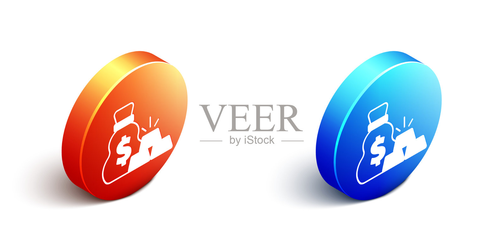 等距袋的金条图标孤立在白色上图标素材