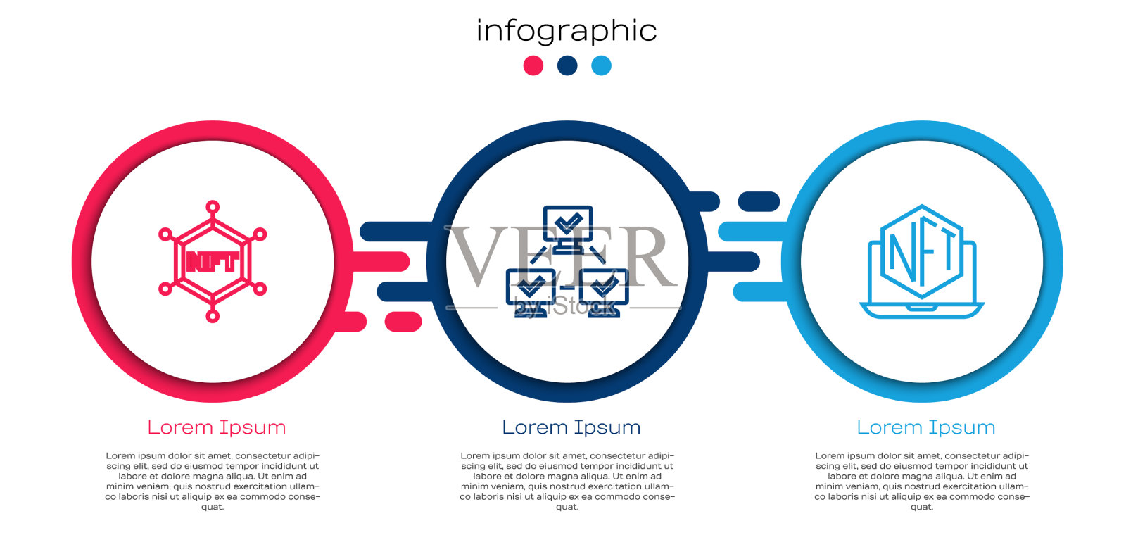 设置线NFT区块链技术和笔记本电脑插画图片素材