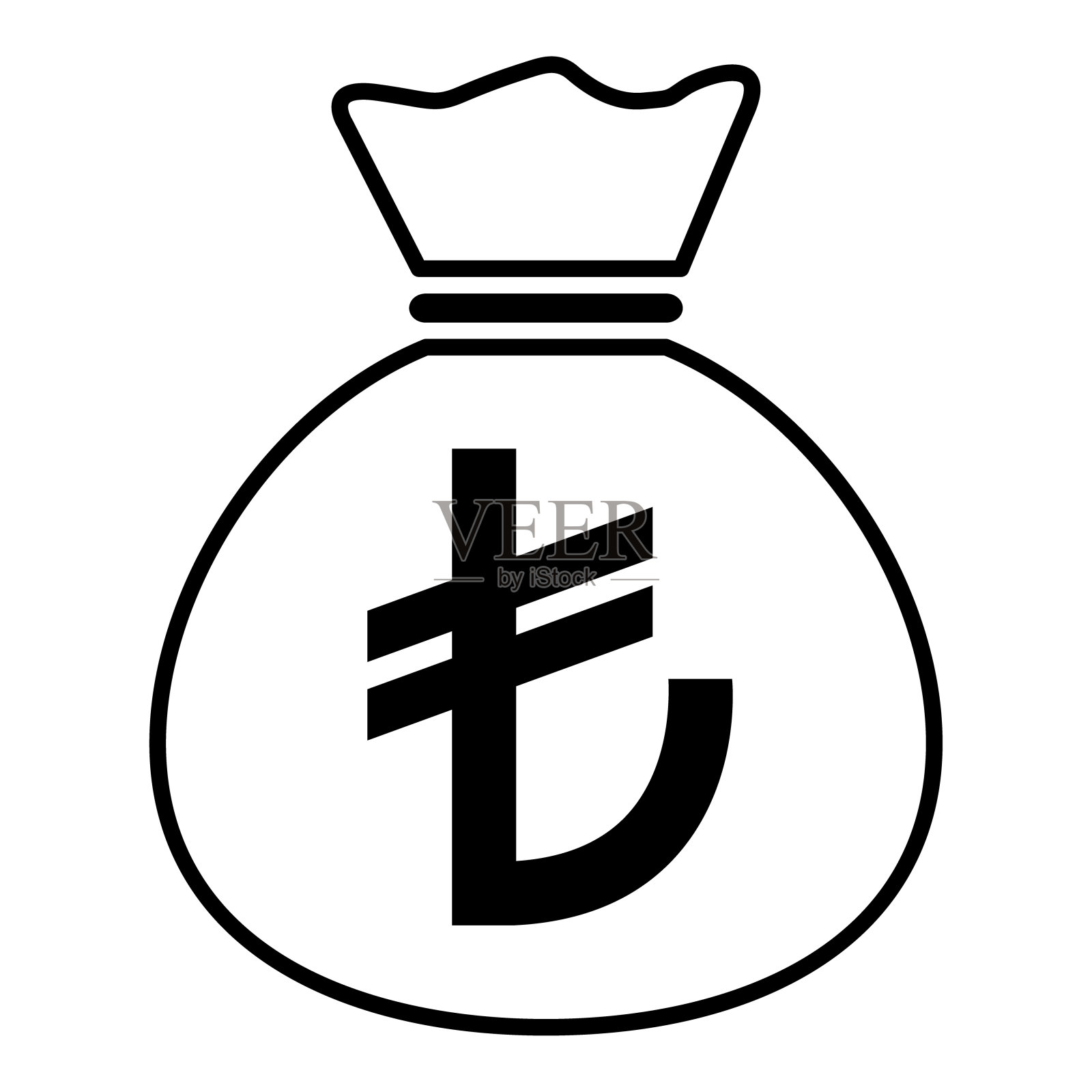 钱袋图标孤立在白色背景。银行符号，盈利图形，平面网页标志插画图片素材