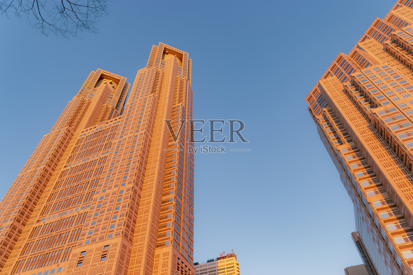 西新宿、新宿、东京傍晚的城市景观。照片摄影图片