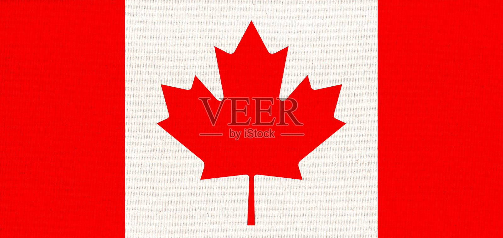 加拿大的国旗。加拿大国旗在织物表面与红色枫叶在白色照片摄影图片
