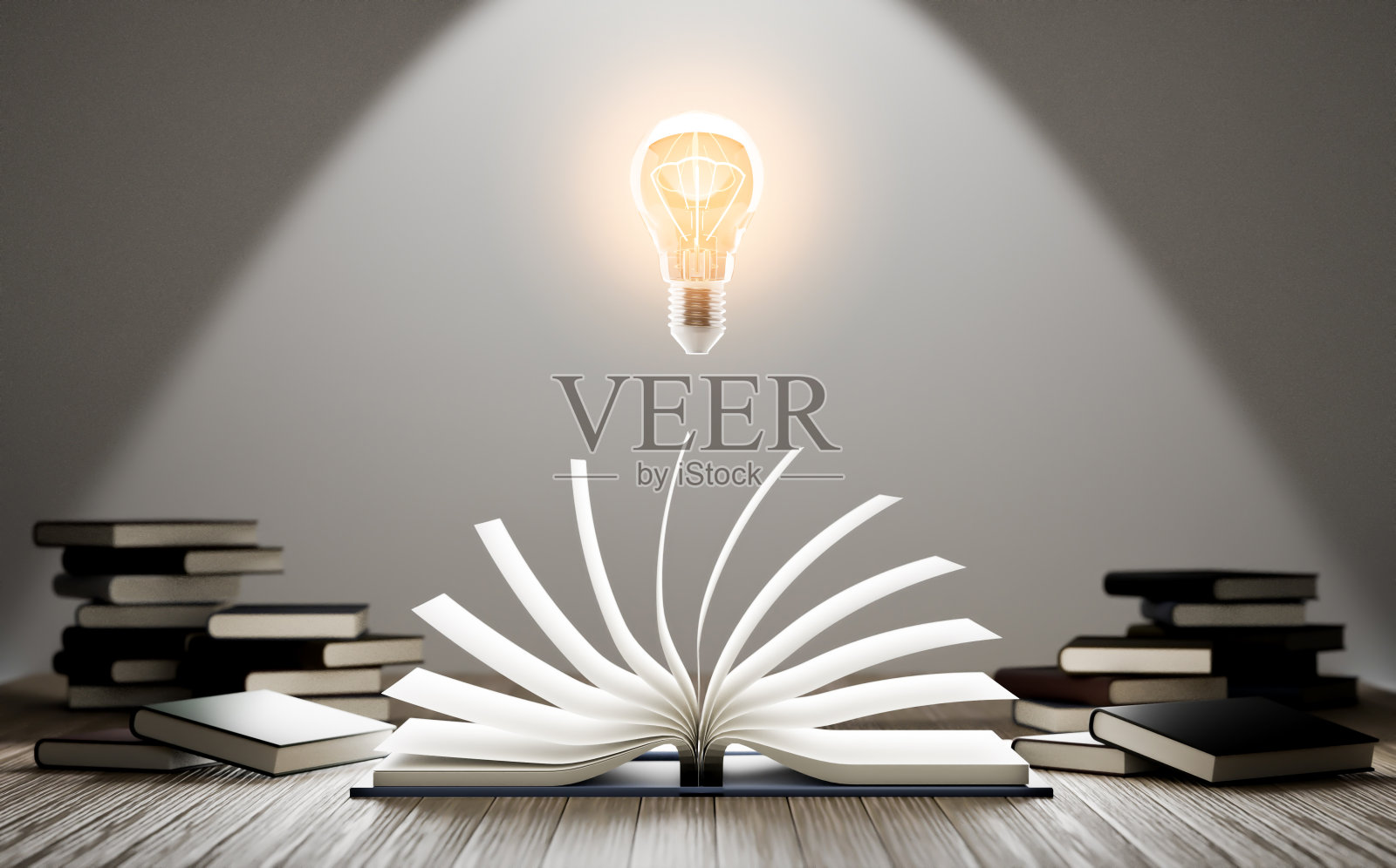 3d渲染，毕业帽和书的堆栈，概念照片摄影图片