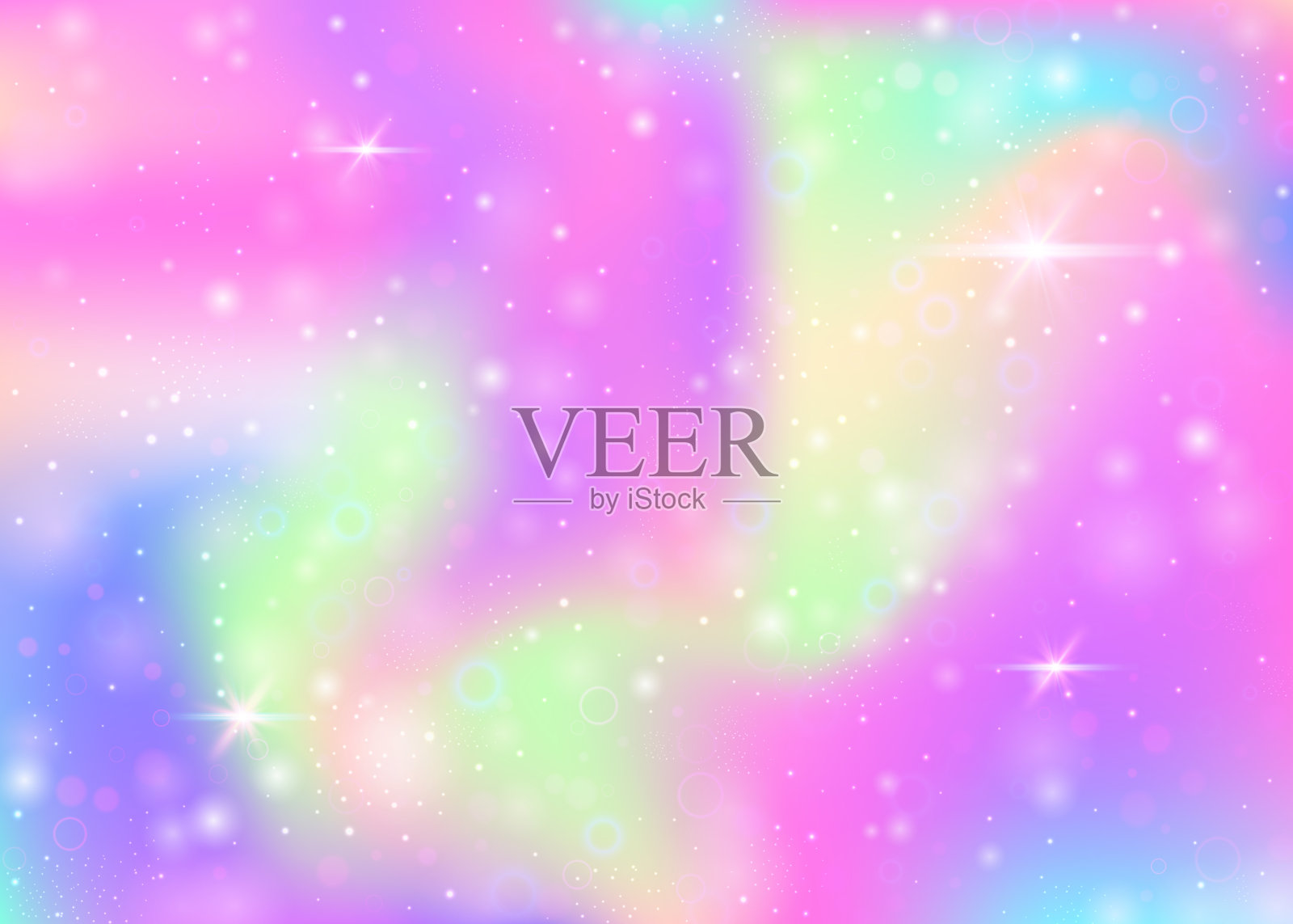 独角兽背景与彩虹网格。插画图片素材