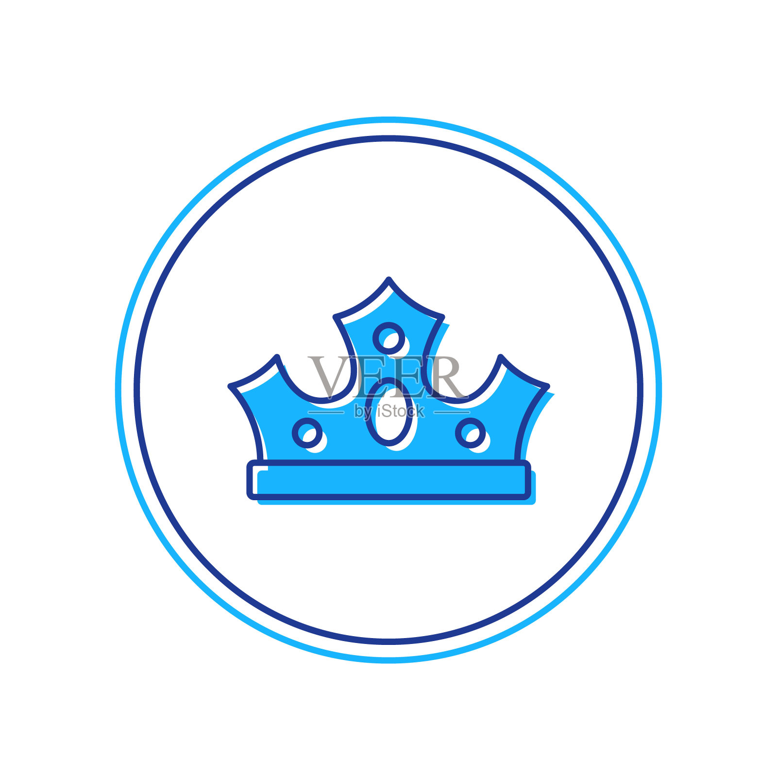 填充轮廓国王皇冠图标孤立在白色背景。向量插画图片素材