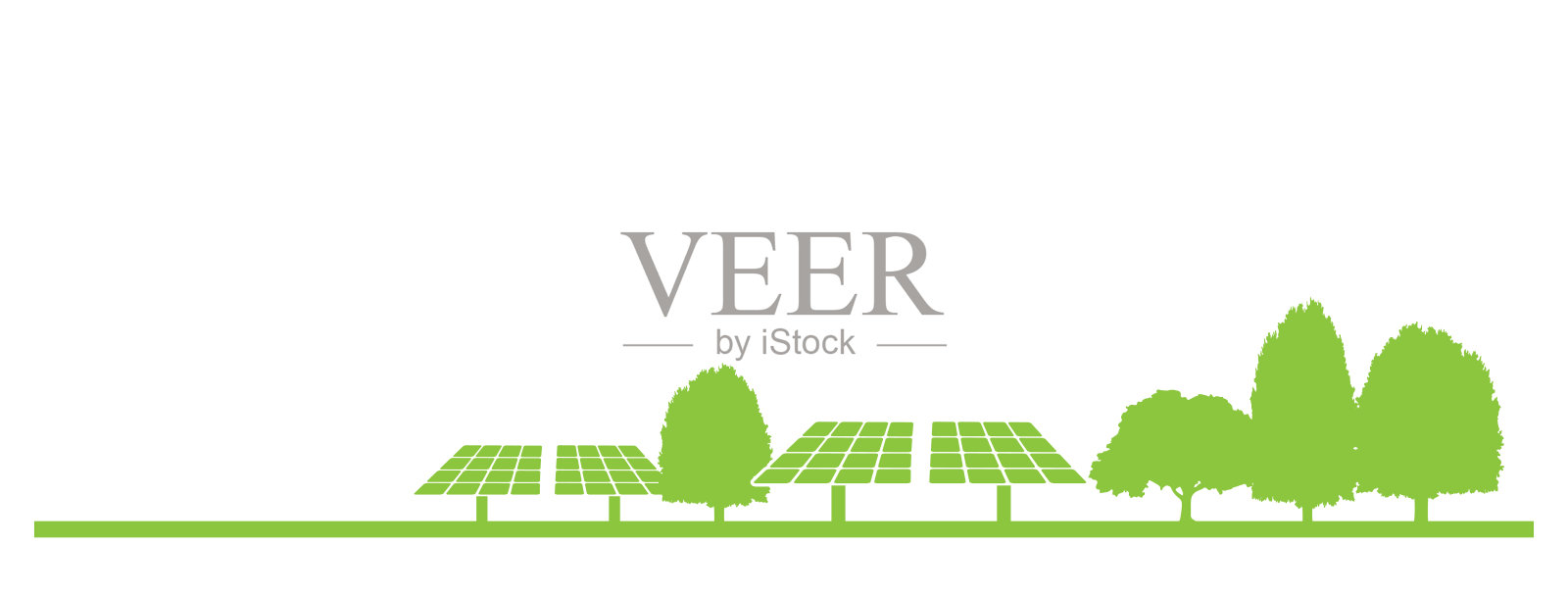 可持续绿色能源概念旗帜与太阳能农场插画图片素材