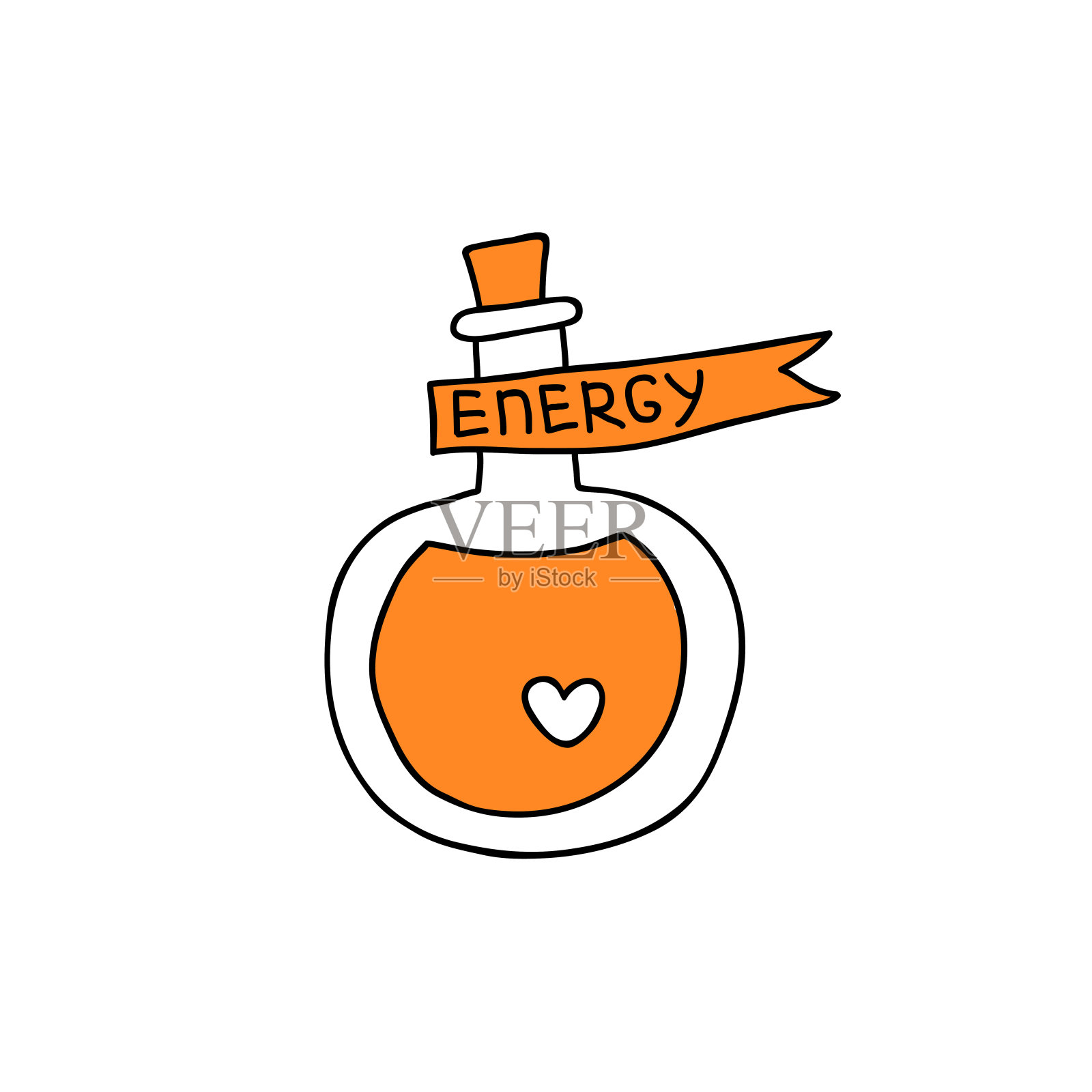 神秘的玻璃瓶，带有神奇的能量欲望饮料。矢量图插画图片素材