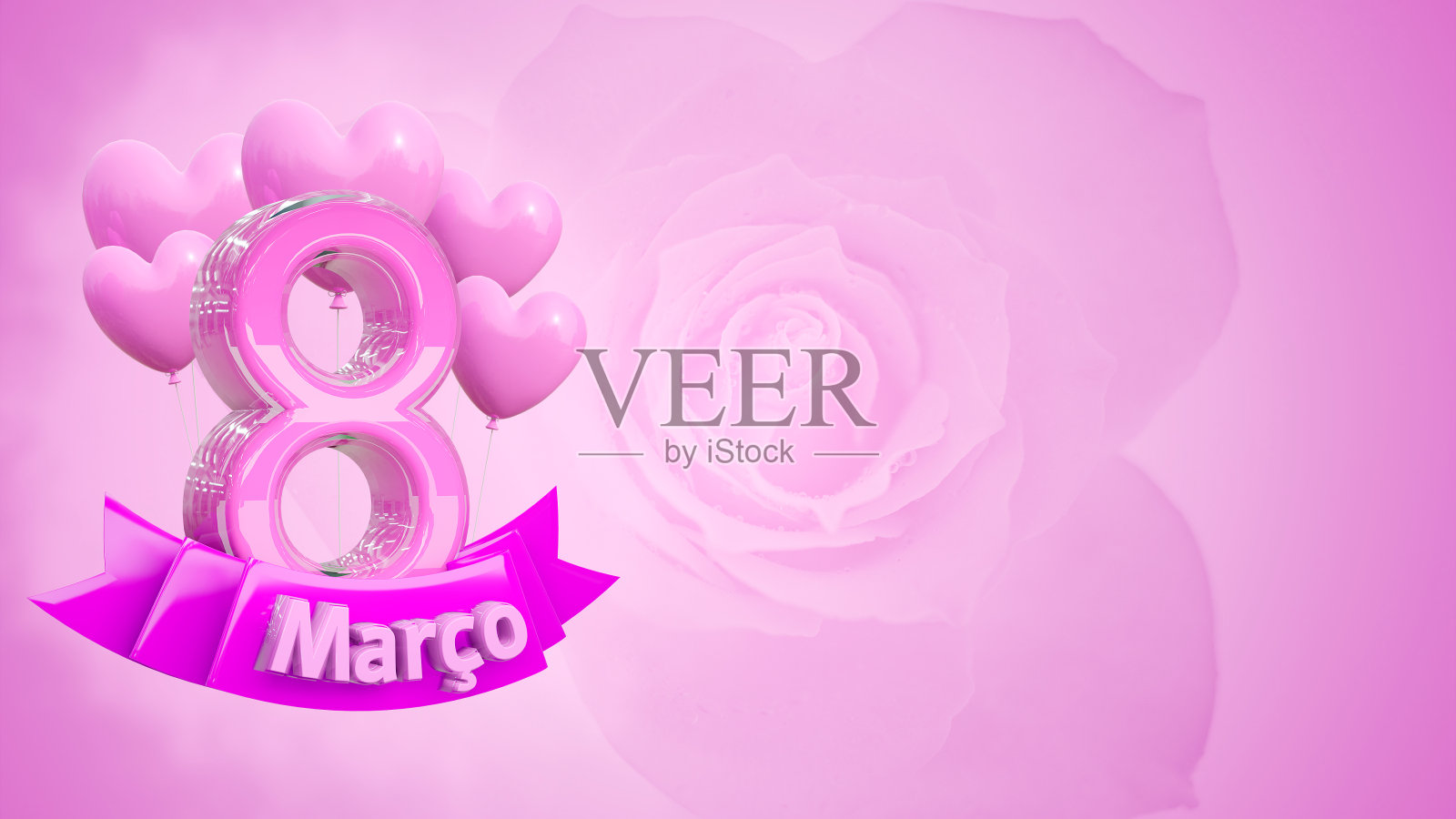 横幅3月8日，国际妇女节用巴西葡萄牙语为巴西人做广告宣传照片摄影图片