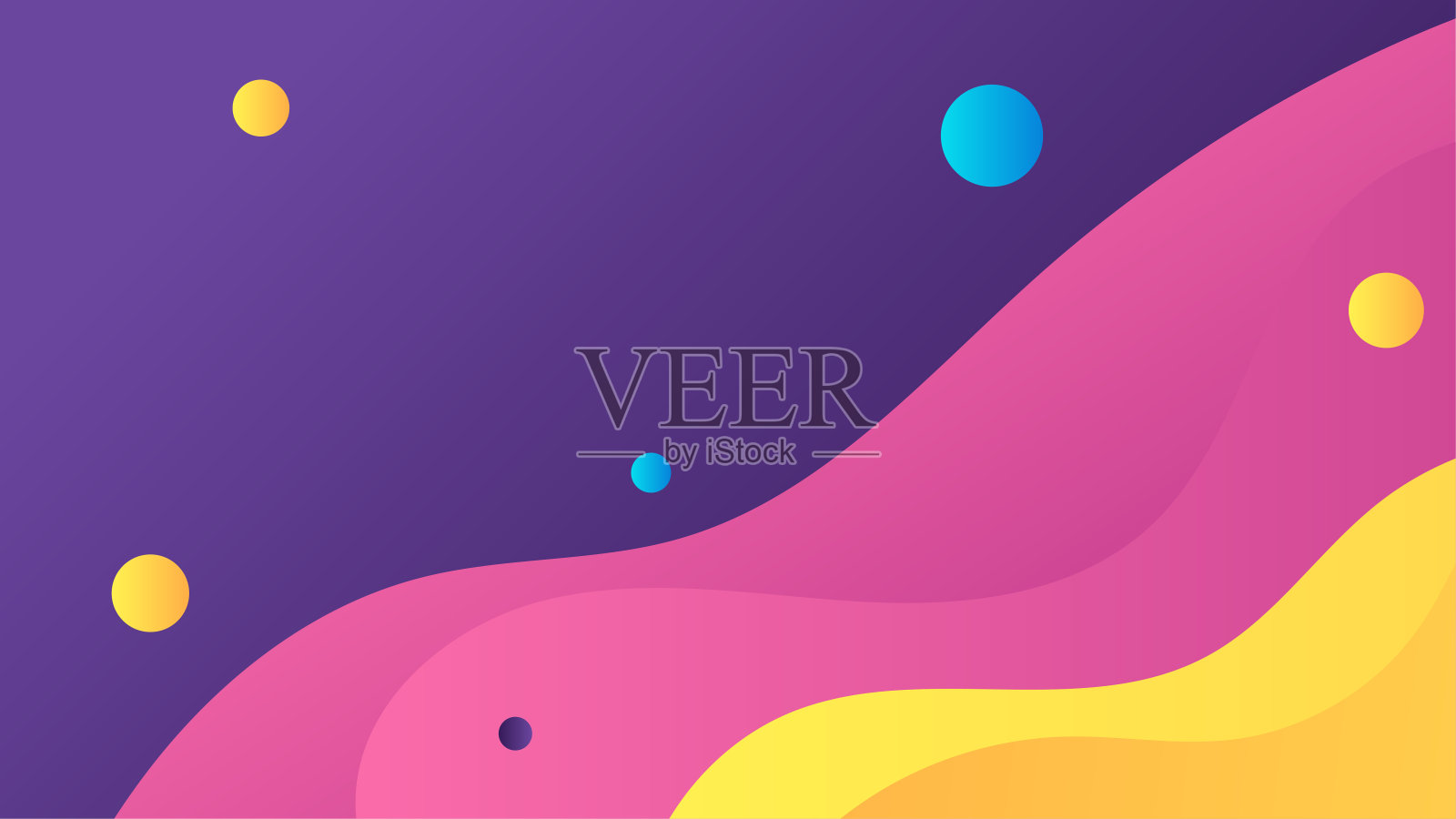 梯度流体蓝色紫色黄色彩色抽象几何设计背景插画图片素材