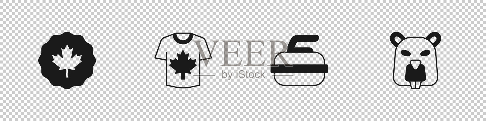 设置加拿大枫叶曲棍球运动衫石图标素材