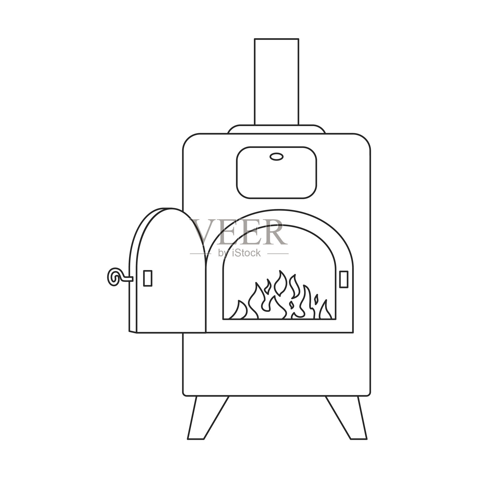 孤立的壁炉图标大纲图标插画图片素材