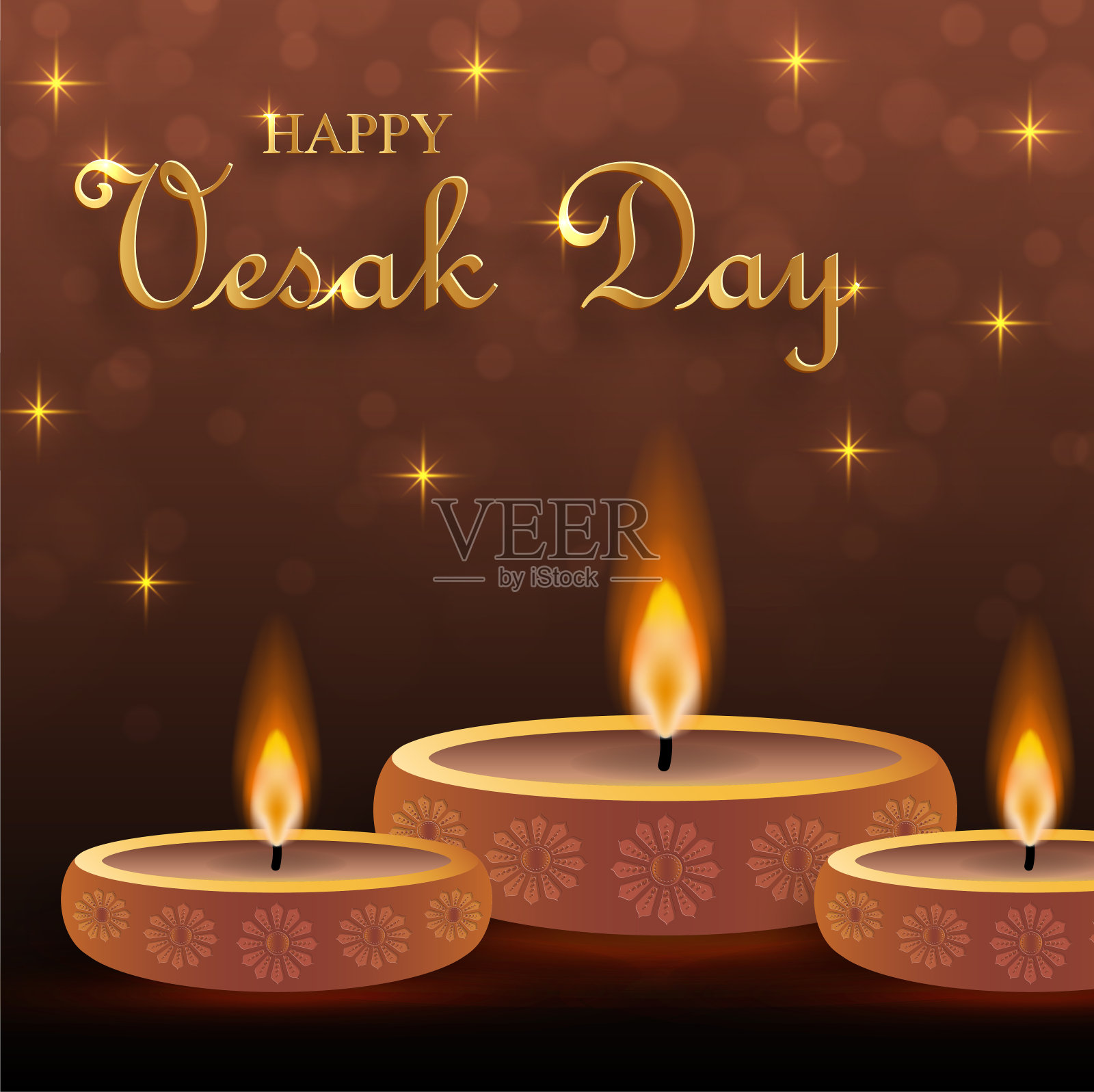 卫塞节快乐卡片，带有佛祖符号和东方亚洲元素设计模板素材